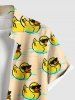 Plus Size Cool Duck River Print Hawaii Button Pocket Shirt For Men -  