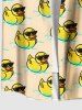Plus Size Cool Duck River Print Hawaii Button Pocket Shirt For Men -  