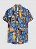 Plus Size Beer Kangaroo Floral Print Hawaii Button Pocket Shirt For Men -  