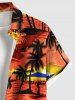 Plus Size Coconut Tree Floral Sea Beach Print Hawaii Button Pocket Shirt For Men -  