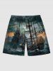 Plus Size Cruise Ship Sea Waves Print Hawaii Beach Shorts For Men -  