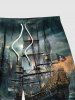 Plus Size Cruise Ship Sea Waves Print Hawaii Beach Shorts For Men -  