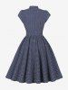 Polka Dot Print Buttons Bowknot Collar Vintage Dress -  