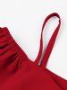 Solid Color Asymmetrical Turn Down Collar Zipper Cold Shoulder Vintage Dress -  