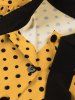 Polka Dot Print Buttons Tie Bowknot Flatter Sleeves Vintage Dress With Belt -  