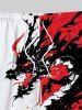 Plus Size Ink Painting Dragon Print Hawaii Drawstring Beach Shorts For Men -  
