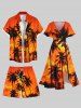 Plus Size Coconut Tree Ombre Dusk Print Hawaii Drawstring Beach Shorts For Men -  