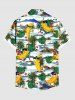 Plus Size Banana Coconut Tree Tropical Leaf Print Buttons Pocket Hawaii Shirt For Men -  