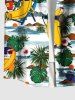 Plus Size Banana Coconut Tree Tropical Leaf Print Buttons Pocket Hawaii Shirt For Men -  
