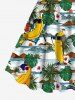 Robe Débardeur Hawaïen Feuille Arbre Noix de Coco et Palmier Imprimés de Grande Taille - Jaune S
