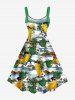 Robe Débardeur Hawaïen Feuille Arbre Noix de Coco et Palmier Imprimés de Grande Taille - Jaune L