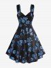Plus Size Glitter Rose Flower Gilding Lace Up Pocket A Line Velvet Tank Cottagecore Dress -  