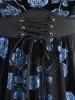 Plus Size Glitter Rose Flower Gilding Lace Up Pocket A Line Velvet Tank Cottagecore Dress -  