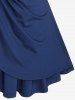 Ruched Lettuce Flutter Sleeves Surplice Tee and Scalloped Tassel Lace Trim Flare Pants Plus Size Outfit -  