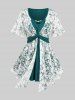 Flower Lace Hot Stamping Textured 2 In 1 Top and Scalloped Tassel Flare Pants Plus Size Outfit -  