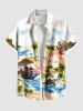 Coconut Tree Sea Ship Ombre Cloud Print Plus Size Matching Hawaii Beach Cruise Shirts Dress Outfit For Couples -  