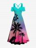 Coconut Tree Ombre Sky Print Plus Size Matching Hawaii Beach Outfit For Couples -  