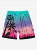Coconut Tree Ombre Sky Print Plus Size Matching Hawaii Beach Outfit For Couples -  