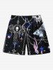 Skull Fire Flame Cross Chain Print Plus Size Matching Hawaii Beach Outfit For Couples -  