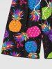 Contrastant Imprimé Ananas à Peinture Éclaboussée Colorée Grande Taille pour Femme - Noir 