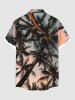 Plus Size Coconut Tree Ombre Sky Print Buttons Pocket Hawaii Shirt For Men -  