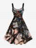 Robe Débardeur Hawaïen Ombrée Cocotier et Ciel Imprimés de Grande Taille - Noir 2X