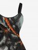 Robe Débardeur Hawaïen Ombrée Cocotier et Ciel Imprimés de Grande Taille - Noir 2X