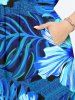Plus Size Tropical Leaf Hibiscus Flower Print Split Hawaii Midi Dress -  
