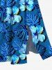 Plus Size Tropical Leaf Hibiscus Flower Print Split Hawaii Midi Dress -  