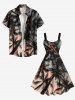 Robe Débardeur Hawaïen Ombrée Cocotier et Ciel Imprimés de Grande Taille - Noir 2X