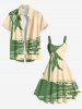 Robe Débardeur Hawaïen à Imprimé Cocotiers et Paysage Marin Grande-Taille - café lumière 2X