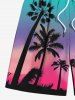 Plus Size Coconut Tree Ombre Sky Print Hawaii Drawstring Beach Shorts For Men -  