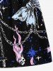 Plus Size Skull Fire Flame Cross Chain Print Hawaii Drawstring Beach Shorts For Men -  