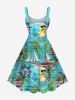 Plus Size Rudder Watchtower Ship Cool Duck Tropical Leaves Print Hawaii Ombre Cruise A Line Dress -  