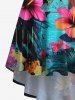 Plus Size Floral Parrot Tropical Leaves Sea Print Hawaii High Low Asymmetric Cami Dress -  