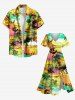 Plus Size Coconut Tree Sea Waves Beach Starfish Anchor Print Hawaii Cruise Split Pocket A Line Midi Dress -  