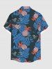 Chemise à poches boutonnées grande taille pour homme, motif chat ananas et feuilles tropicales, style hawaïen. - Bleu 2XL