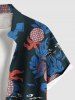 Chemise à poches boutonnées grande taille pour homme, motif chat ananas et feuilles tropicales, style hawaïen. - Bleu 2XL