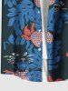 Chemise à poches boutonnées grande taille pour homme, motif chat ananas et feuilles tropicales, style hawaïen. - Bleu 2XL