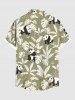 Plus Size Coconut Tree Tropical Leaves Panda Print Hawaii Button Pocket Shirt For Men -  