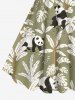 Robe Décontractée Ligne A Panda et Feuille Tropicale Imprimés de Grande Taille - Vert clair XXS