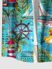 Plus Size Rudder Watchtower Ship Cool Duck Tropical Leaves Print Hawaii Ombre Cruise Shirt For Men -  
