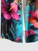 Plus Size Floral Parrot Tropical Leaves Sea Print Hawaii Button Pocket Shirt For Men -  