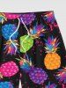 Plus Size Colorful Pineapple Paint Splatter Print Hawaii Beach Short For Men -  