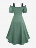 Plus Size Medieval Renaissance Lace Up Ruffles Ruched Cinched High Low Crepe Midi Dress -  