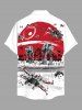 Coconut Tree Sun Fighter Print Buttons Pocket Hawaii Shirt For Men -  