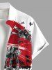 Coconut Tree Sun Fighter Print Buttons Pocket Hawaii Shirt For Men -  