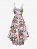 Robe Haute Basse Flamant Fleur Feuille Tropicale Imprimés de Grande Taille - Rouge M