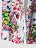 Plus Size Flamingo Alien Tropical Leaf Flower Print Buttons Pocket Hawaii Shirt For Men -  