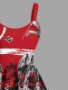 Robe Hawaiien Grande Taille Imprimé Cocotier et Lumière du Soleil - Rouge 1X